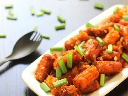 Baby corn manchurian 1/4 tray.